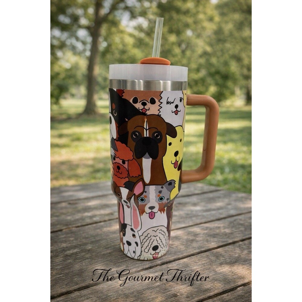 Juggy Dogs Print Stainless Steel Tumbler w/ Handle & Straw 30oz